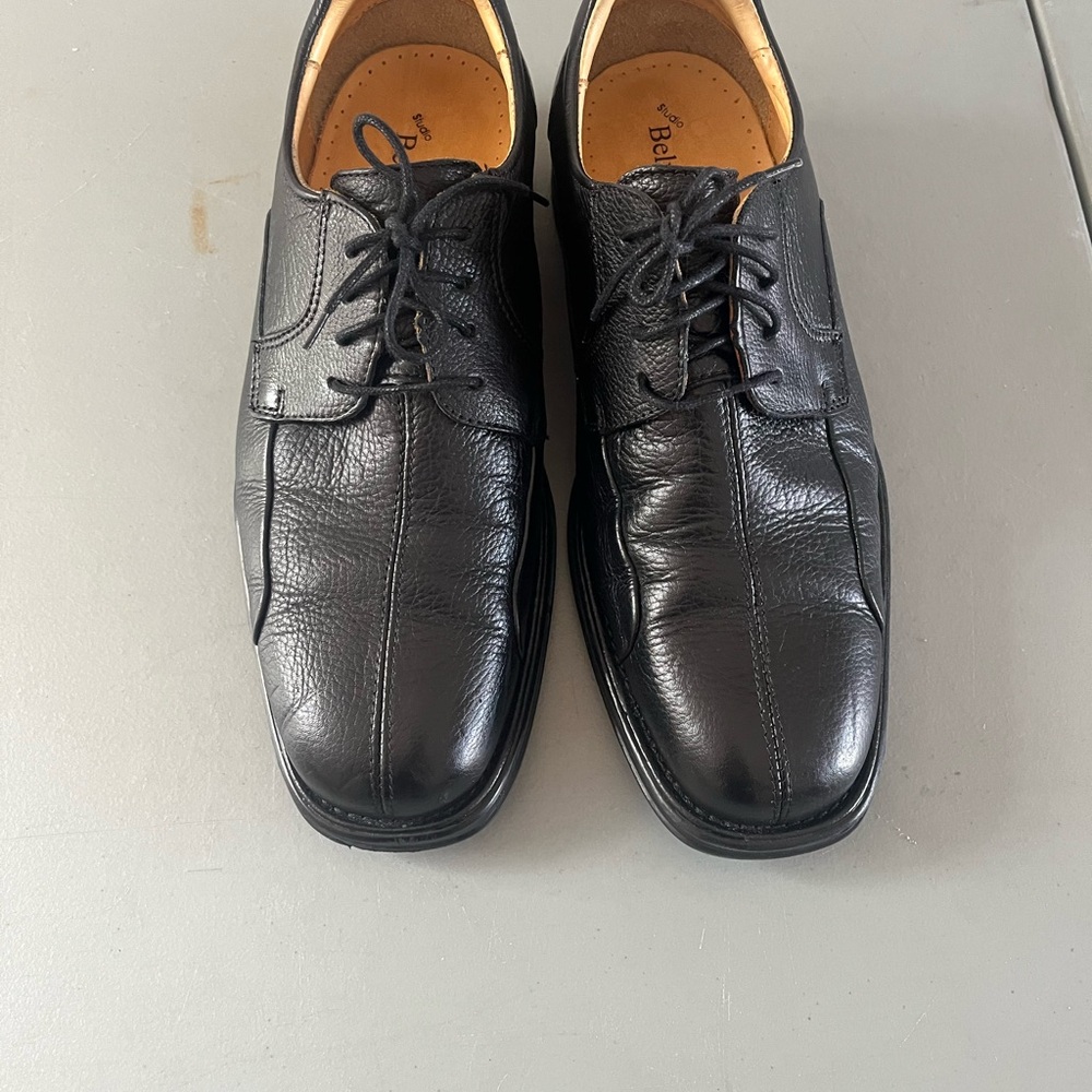 Bellini Classic Black Leather Lace-Up Derby Shoes